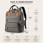 Mira Diaper Bag Backpack with Changing Pad & USB Port