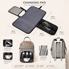 Mira Diaper Bag Backpack with Changing Pad & USB Port