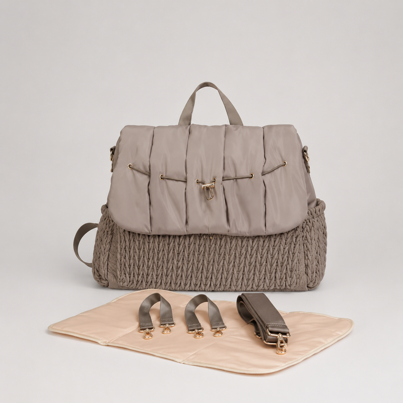 Elara Diaper Bag Backpack, Quilted & Insulated - Khaki