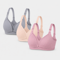 Cotton Nursing Bra Maternity Wireless Support - Set of 3