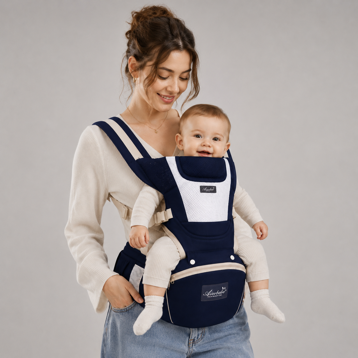 Alba Hip Seat Baby Carrier, 4 Carry Positions