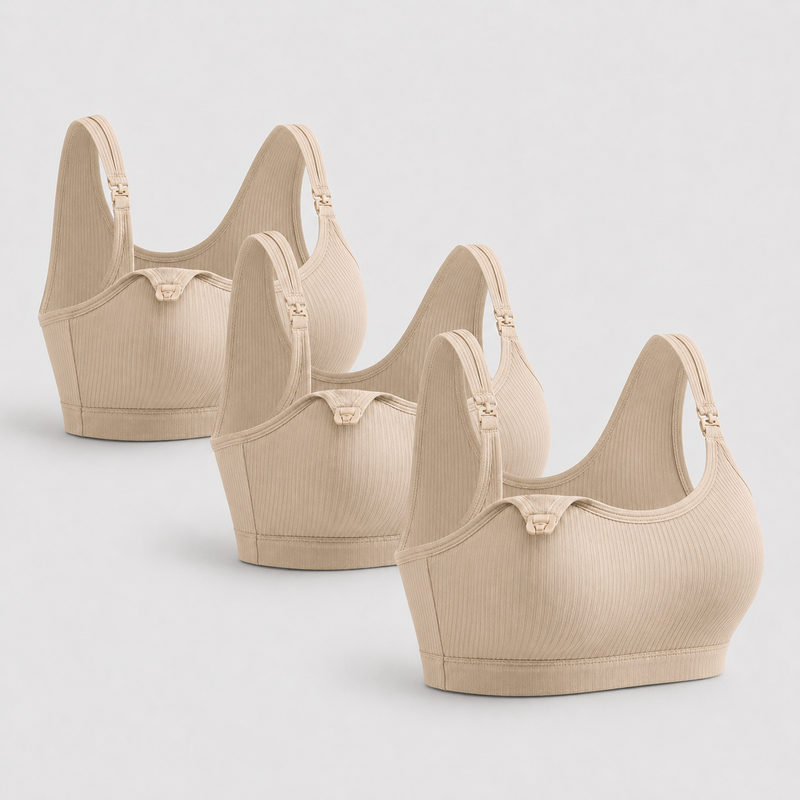 Seamless Nursing Sports Bra Maternity Wireless Ribbed - Set of 3