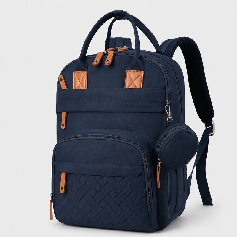Mira Diaper Bag Backpack with Changing Pad & USB Port - Blue