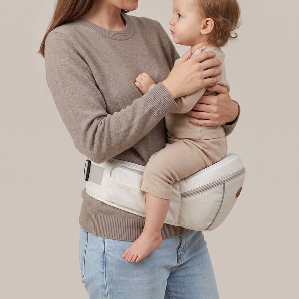 Juno Hip Seat Carrier, Zip Storage - White