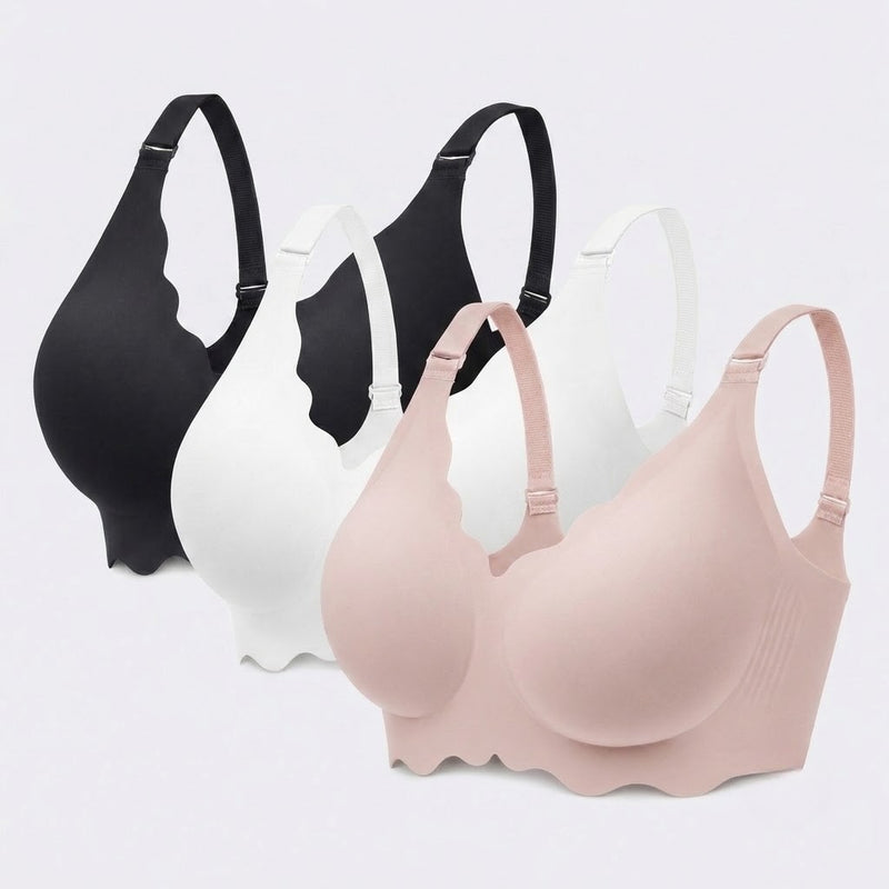 Set of 3 Seamless Nursing Bra - Black + White + Pink