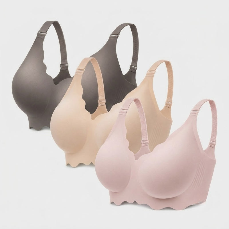 Set of 3 Seamless Nursing Bra - Brown + White + Pink