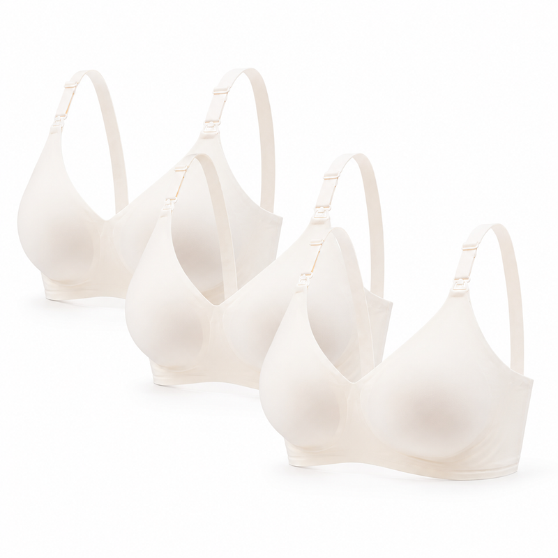 Set of 3 Soft Nursing Bras - All White