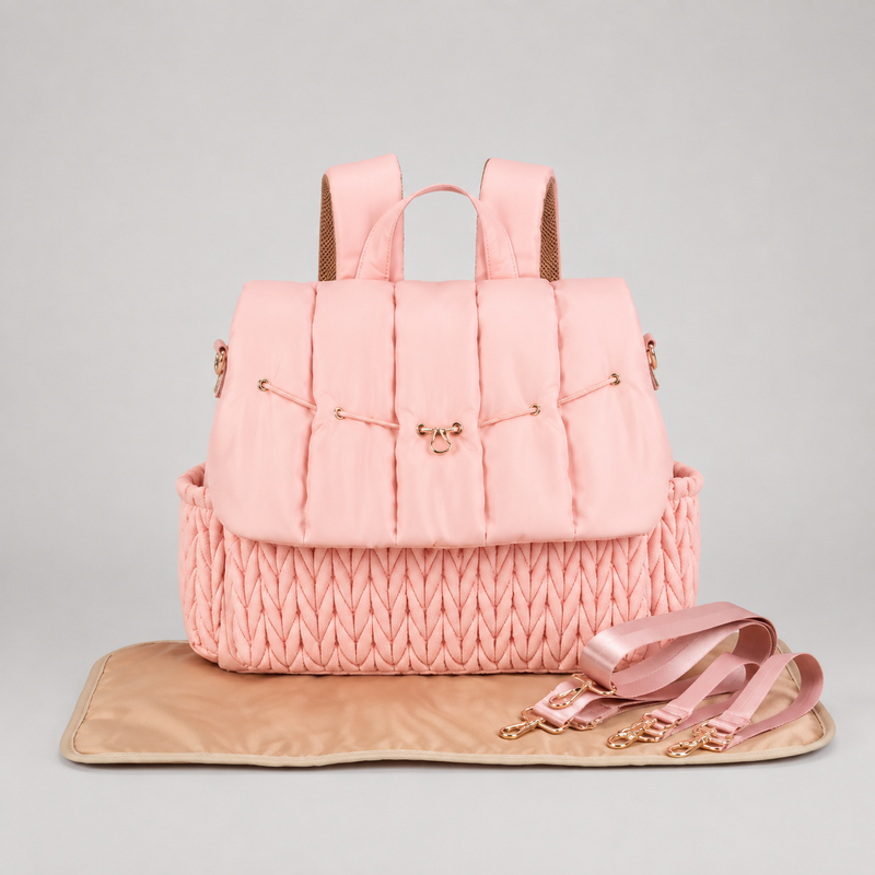 Elara Diaper Bag Backpack, Quilted & Insulated - Pink