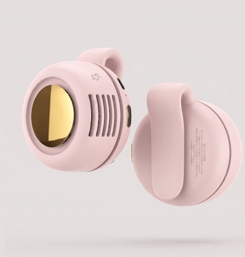 NAEVII Bladeless Pocket Fan in pink, front and back view#Color_Pink