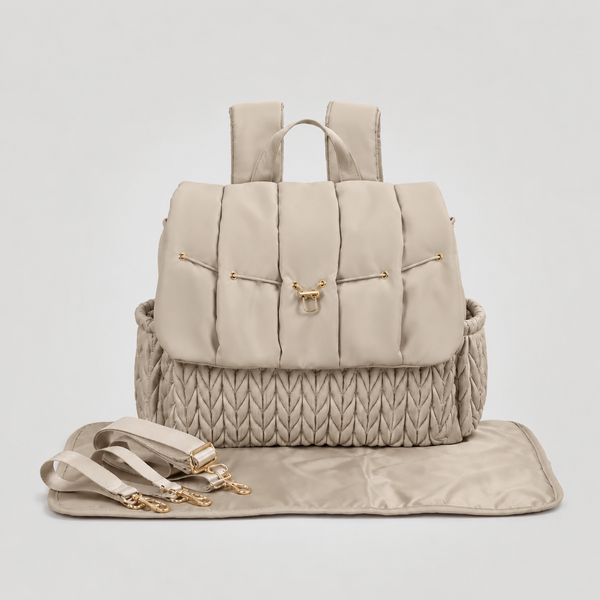 Elara Diaper Bag Backpack, Quilted & Insulated - Beige
