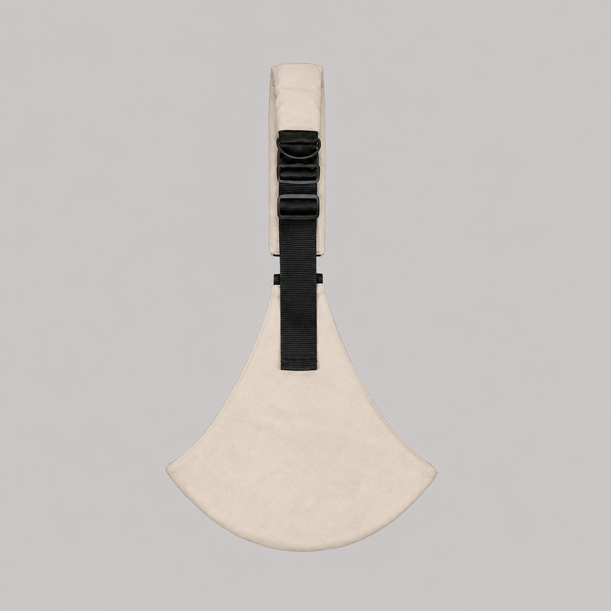 NAEVII Toddler Sling Carrier in beige laid flat, full length with padded shoulder strap, adjustable webbing and rounded seat#Color_Beige
