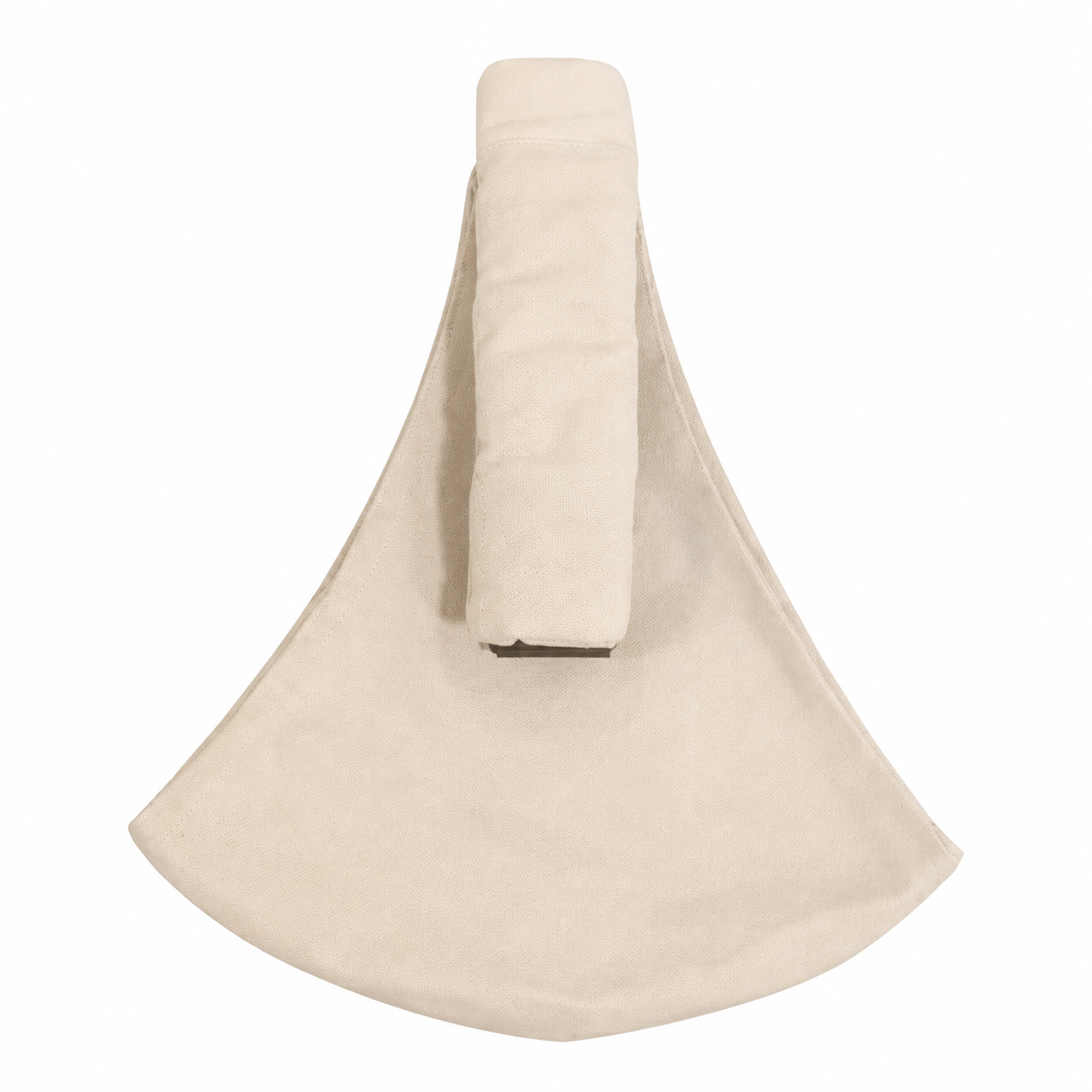 NAEVII Toddler Sling Carrier in beige shown on its own, padded shoulder strap folded over the rounded seat#Color_Beige