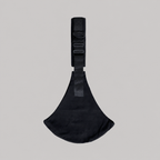 NAEVII Toddler Sling Carrier in black laid flat, full length with padded shoulder strap, side release buckle and rounded seat#Color_Black