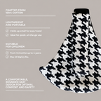 NAEVII Toddler Sling Carrier in black and white Houndstooth, features: crafted from 100% cotton, lightweight and folds up small for travel, rounded seat design for comfort and safety, suitable from 9 months to 4 years up to 20 kg#Color_Houndstooth