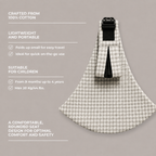 NAEVII Toddler Sling Carrier in Neutral Houndstooth, features: crafted from 100% cotton, lightweight and folds up small for travel, rounded seat design for comfort and safety, suitable from 9 months to 4 years up to 20 kg#Color_Neutral Houndstooth