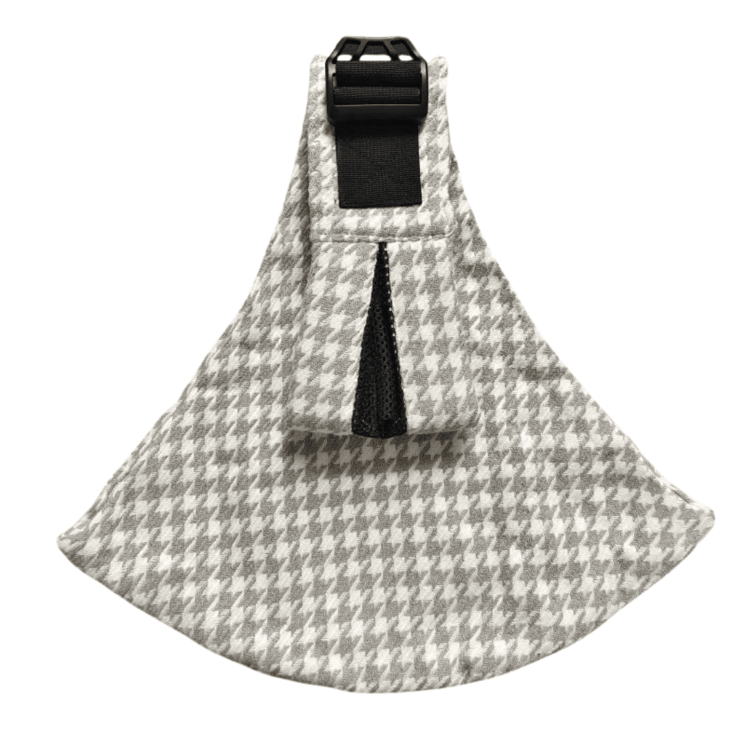 NAEVII Toddler Sling Carrier in Neutral Houndstooth shown on its own, padded shoulder strap and adjustable slide buckle#Color_Neutral Houndstooth